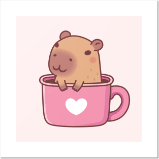 Cute Capybara In A Mug Posters and Art